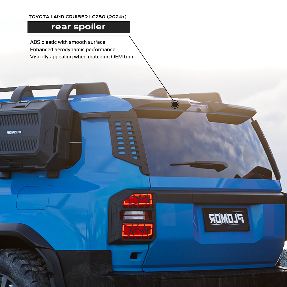 Rear Spoiler for Toyota Land Cruiser LC250 - Gloss Black ABS