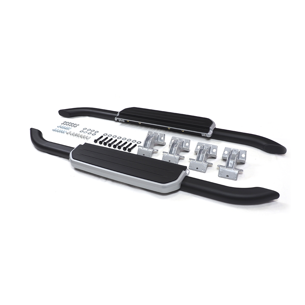 Aluminum Side Steps Black/Silver Trim  LHD & RHD Compatible