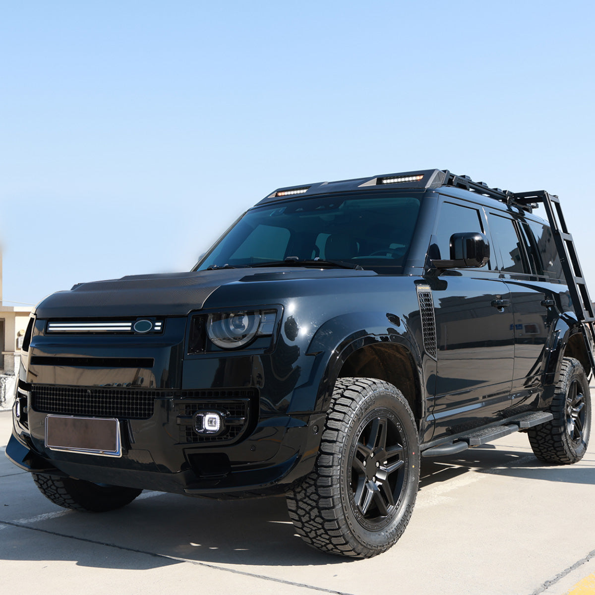 Carbon Fibre Roof Frame Ladder - Custom Fit for Defender 110 (Black)