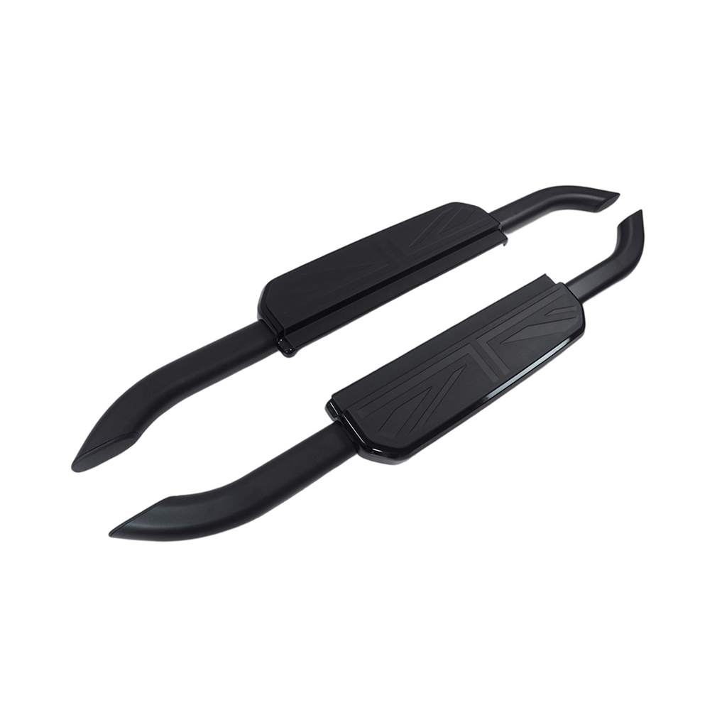 Aluminum Side Steps with Black/Silver Trim - Union Jack Design
