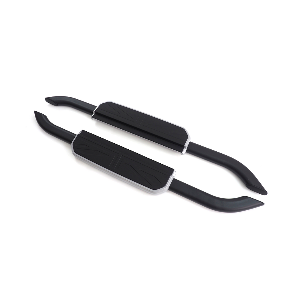Aluminum Side Steps with Black/Silver Trim - Union Jack Design