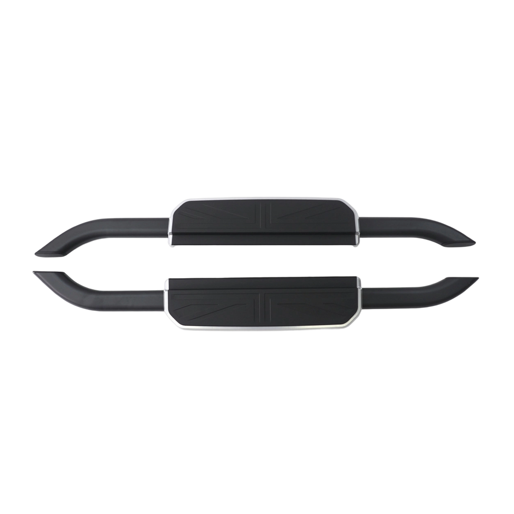 Aluminum Side Steps with Black/Silver Trim - Union Jack Design