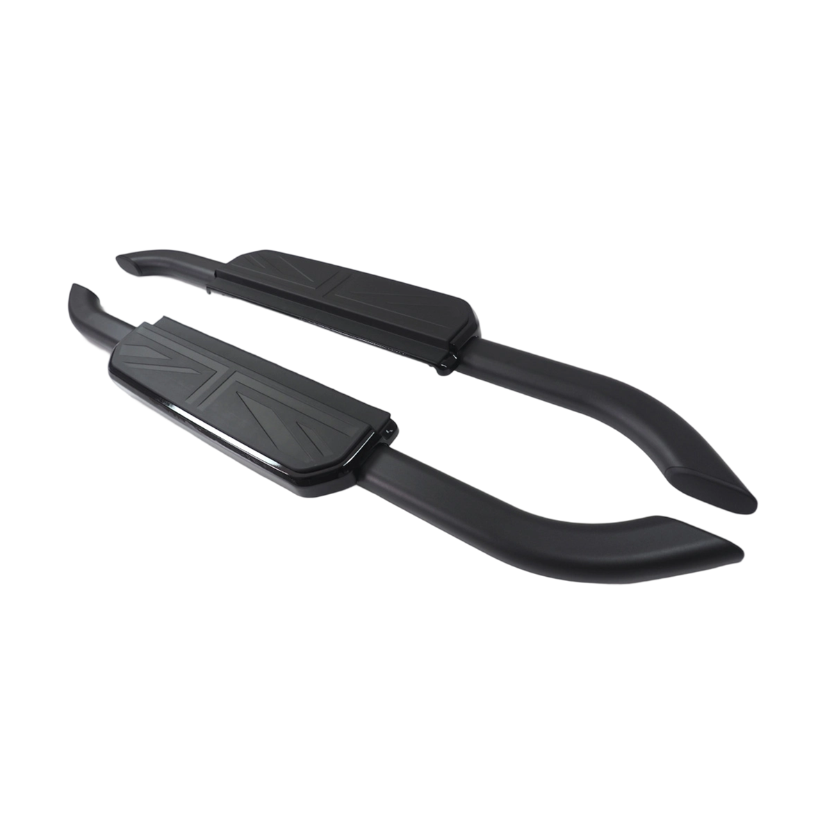 Land Rover Defender Black & Silver Aluminum Union Jack Side Steps LHD & RHD Compatible