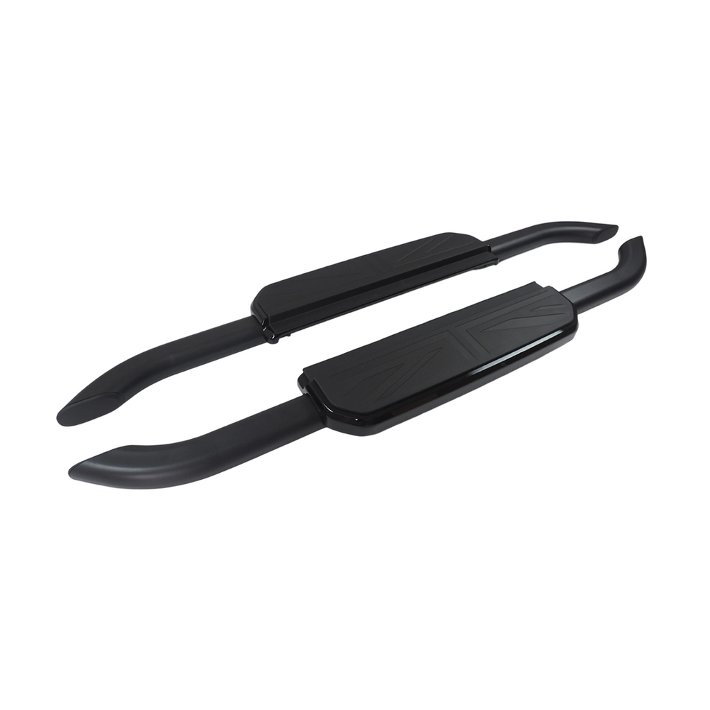 Land Rover Defender Black & Silver Aluminum Union Jack Side Steps LHD & RHD Compatible