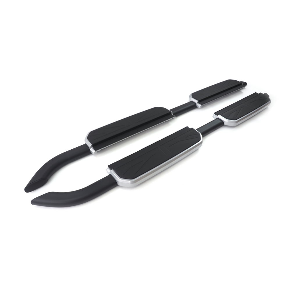 Land Rover Defender Black & Silver Aluminum Union Jack Side Steps LHD & RHD Compatible