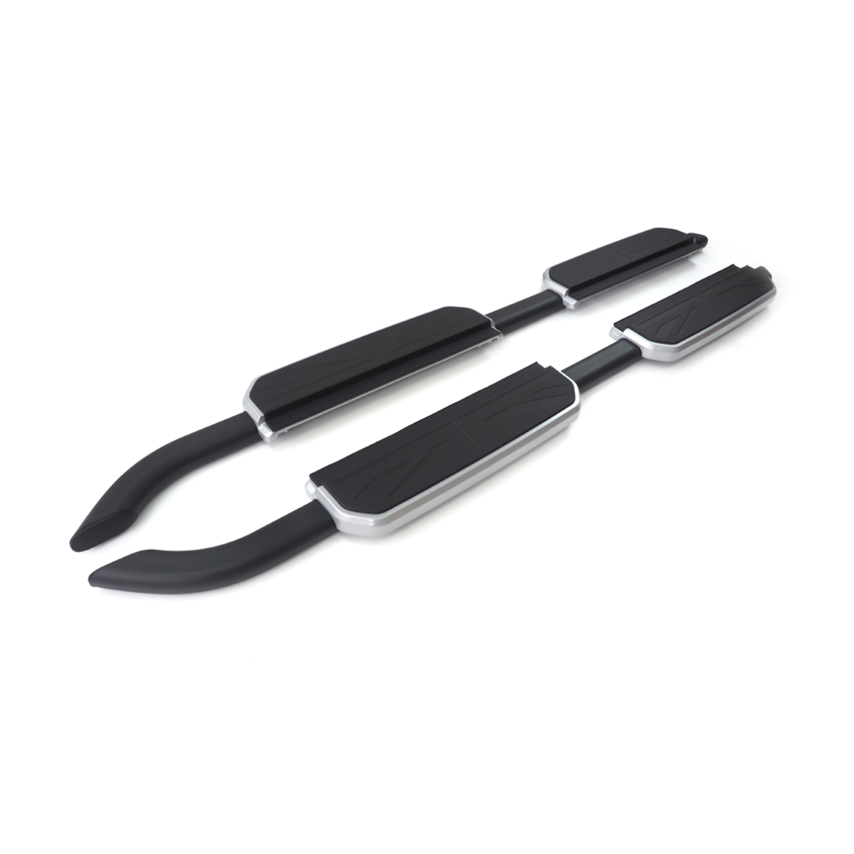 Land Rover Defender Black & Silver Aluminum Union Jack Side Steps LHD & RHD Compatible