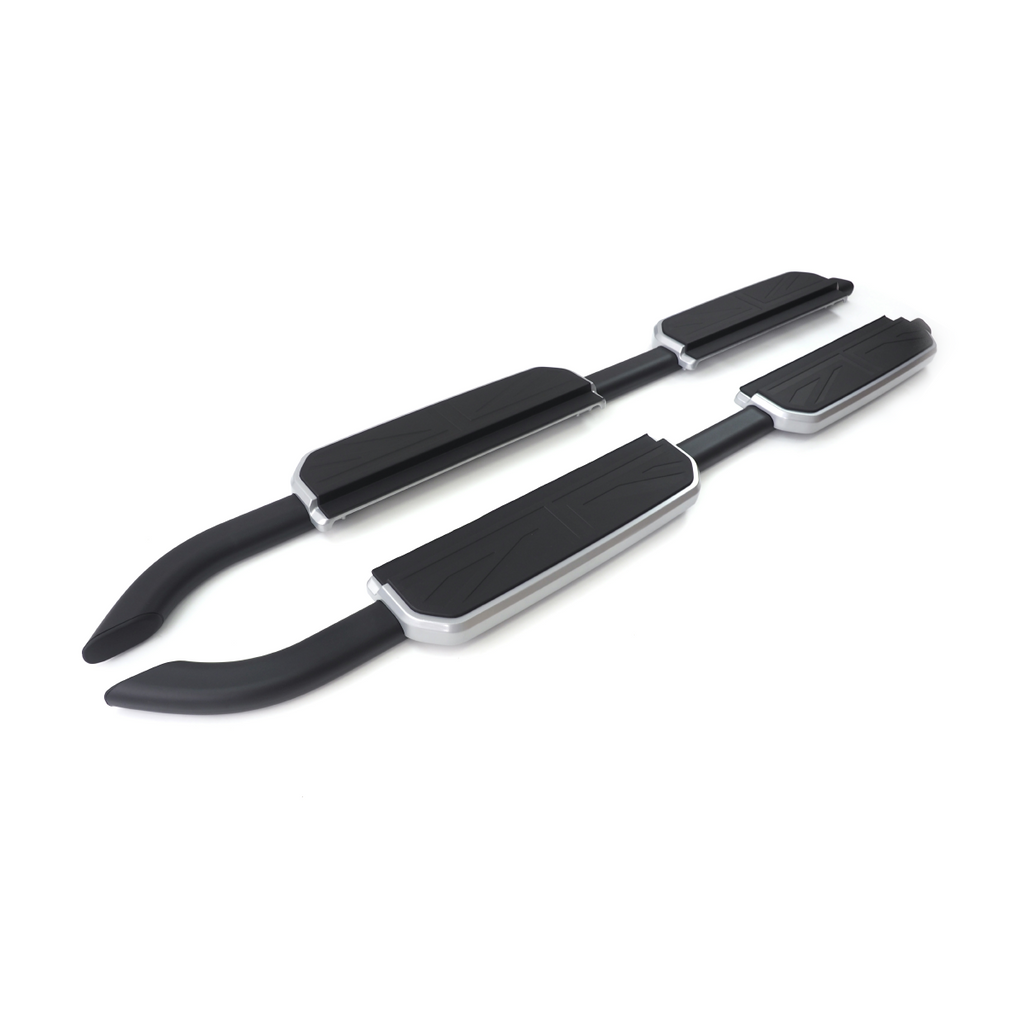Land Rover Defender Black & Silver Aluminum Union Jack Side Steps LHD & RHD Compatible