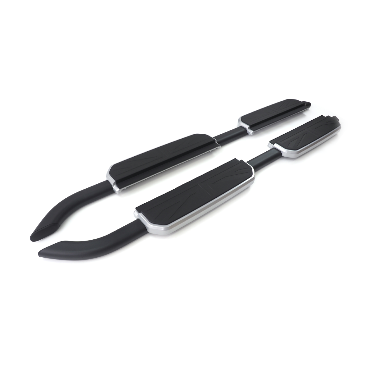 Land Rover Defender Black & Silver Aluminum Union Jack Side Steps LHD & RHD Compatible