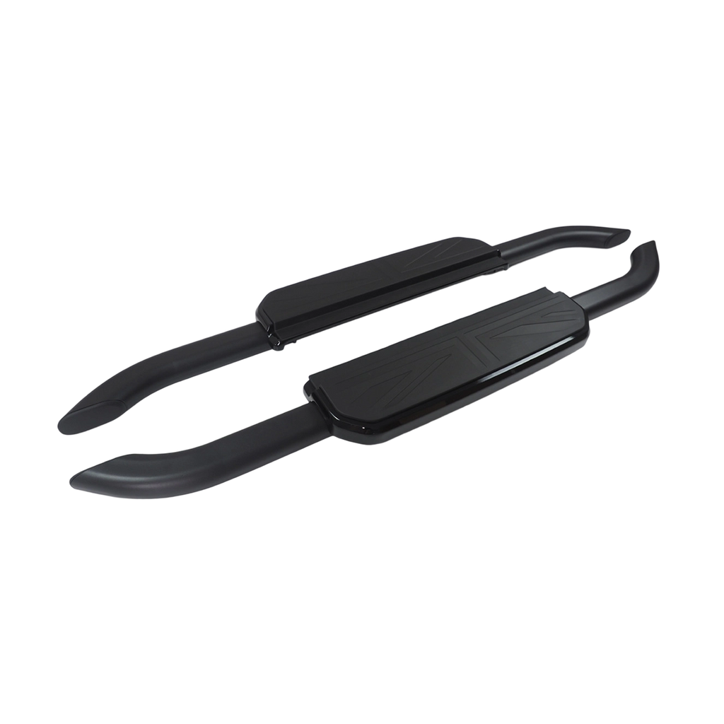 Land Rover Defender Black & Silver Aluminum Union Jack Side Steps LHD & RHD Compatible