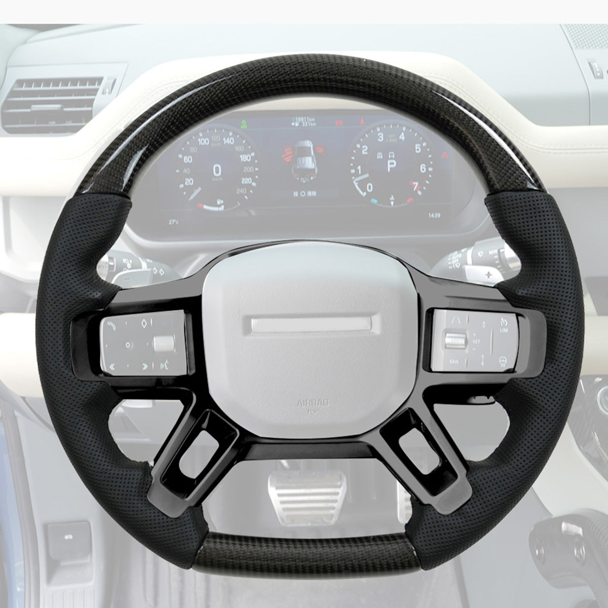 Flat-Bottom Perforated Steering Wheel  Nappa / Carbon Fiber + Nappa