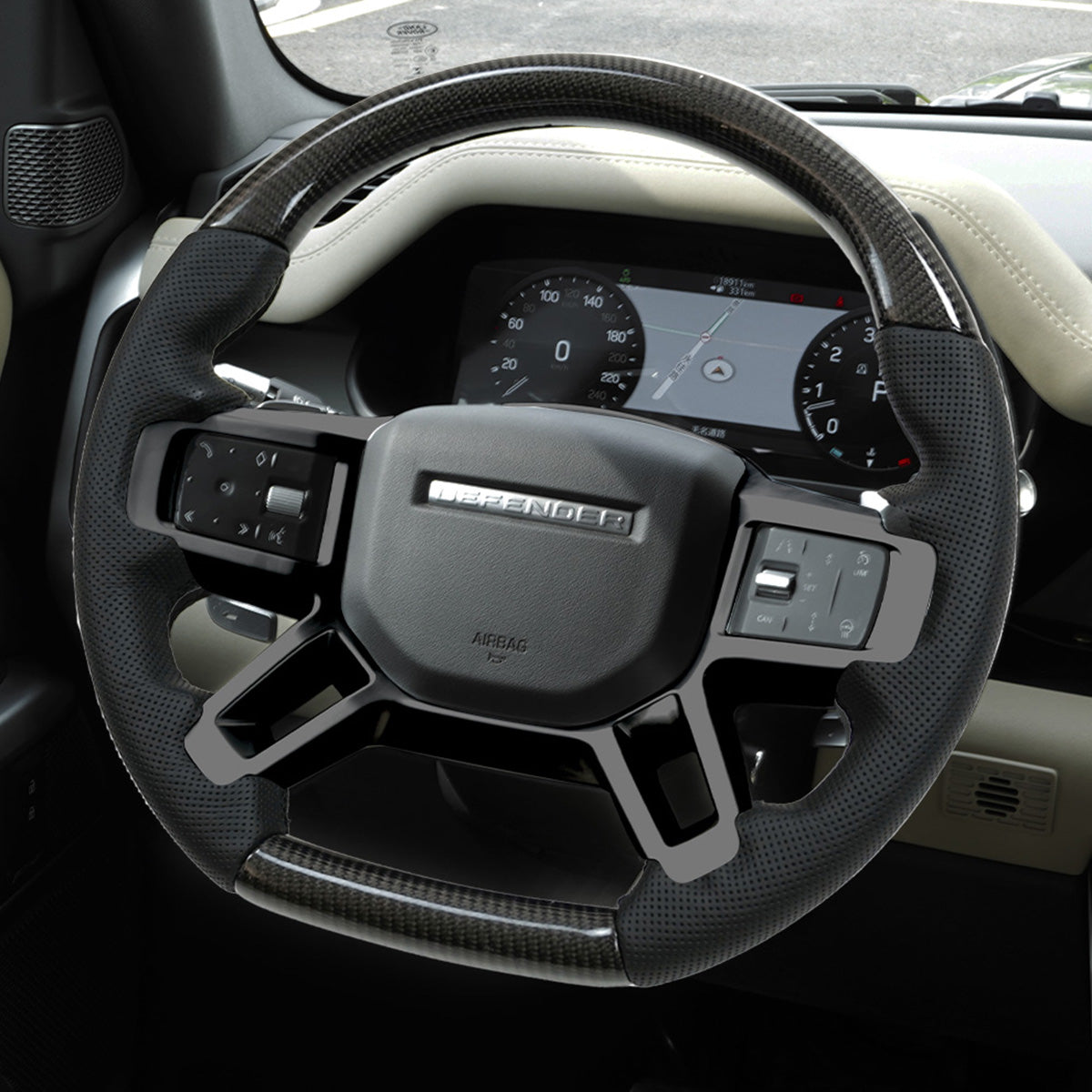 Flat-Bottom Perforated Steering Wheel  Nappa / Carbon Fiber + Nappa