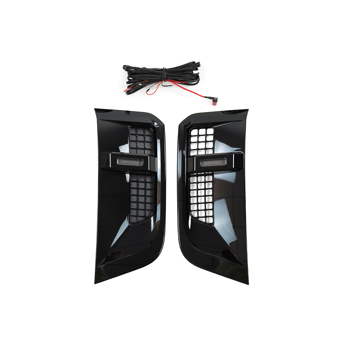 Gloss Black ABS & LED Wing Vents - Defender 90/110