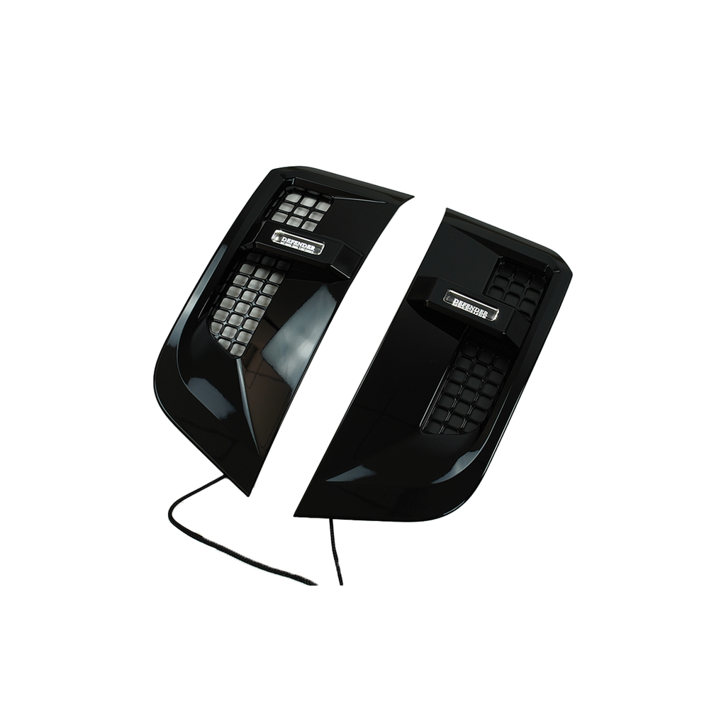 Gloss Black ABS & LED Wing Vents - Defender 90/110