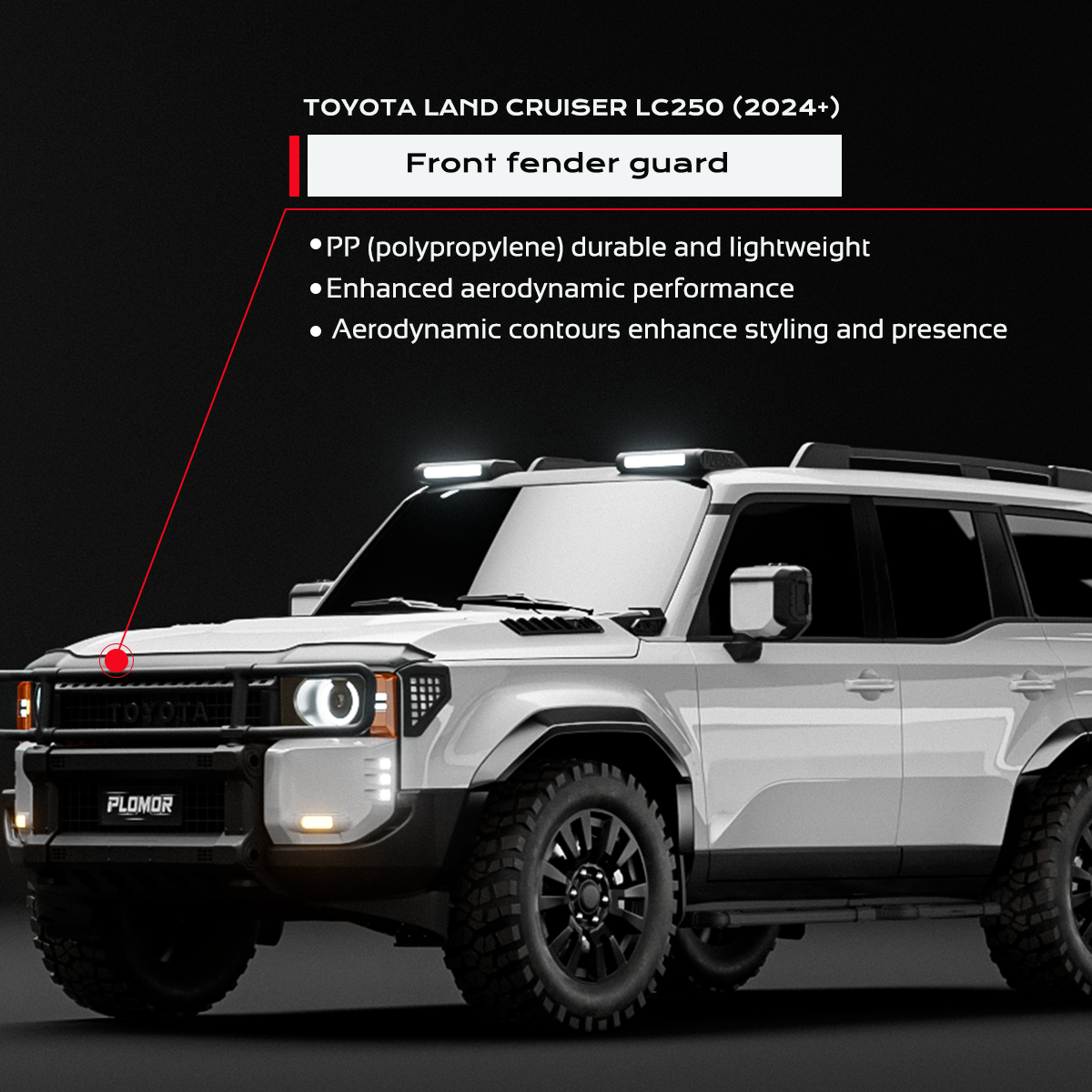 Front Bug Shield Hood Deflector Guard for Toyota Land Cruiser LC250