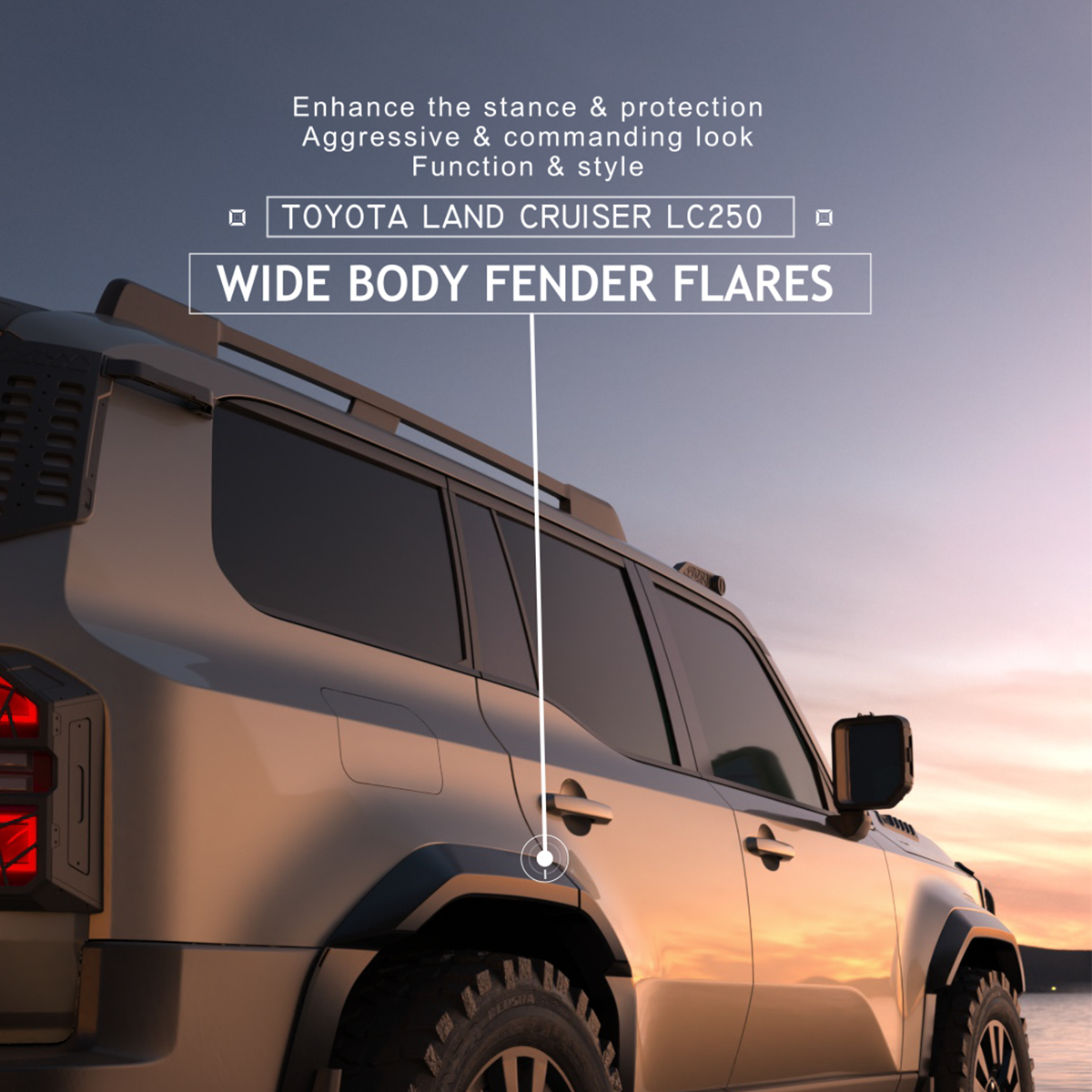 Wide Body Fender Flares for Toyota Land Cruiser LC250 - Matte Black ABS